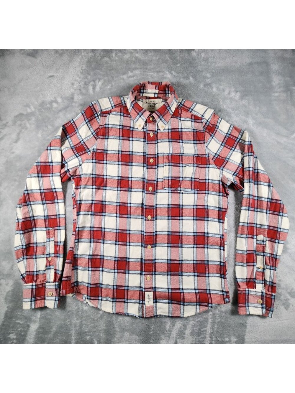 Abercrombie Fitch Muscle Flannel Shirt XL Red Plaid Grunge Outdoors Work Cabin